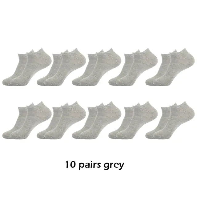 10 Pairs Men's Breathable Ankle Socks Cotton