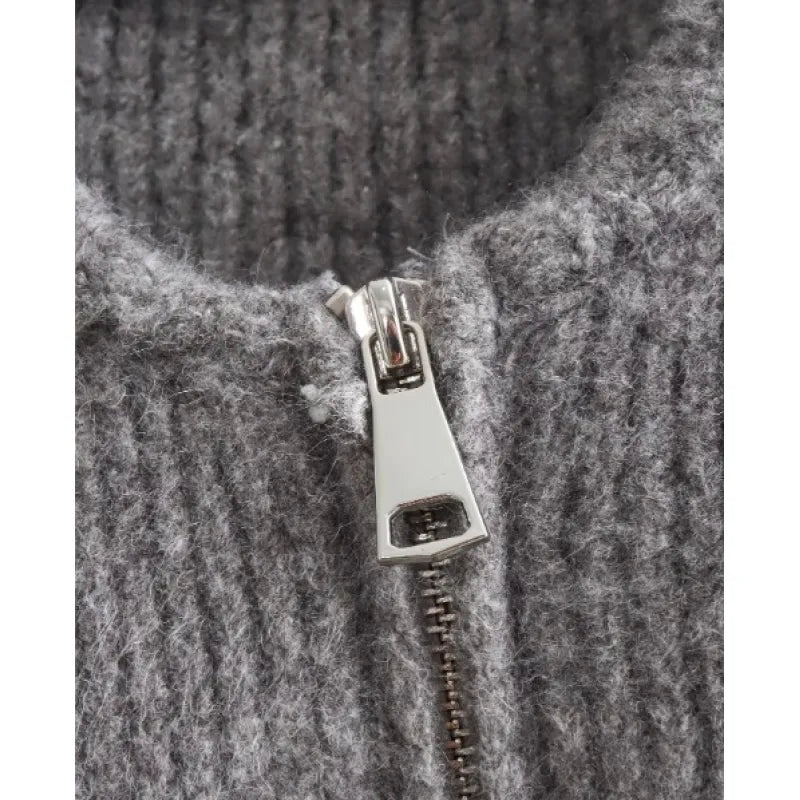 Long Sleeve Zipper Knitted Sweater