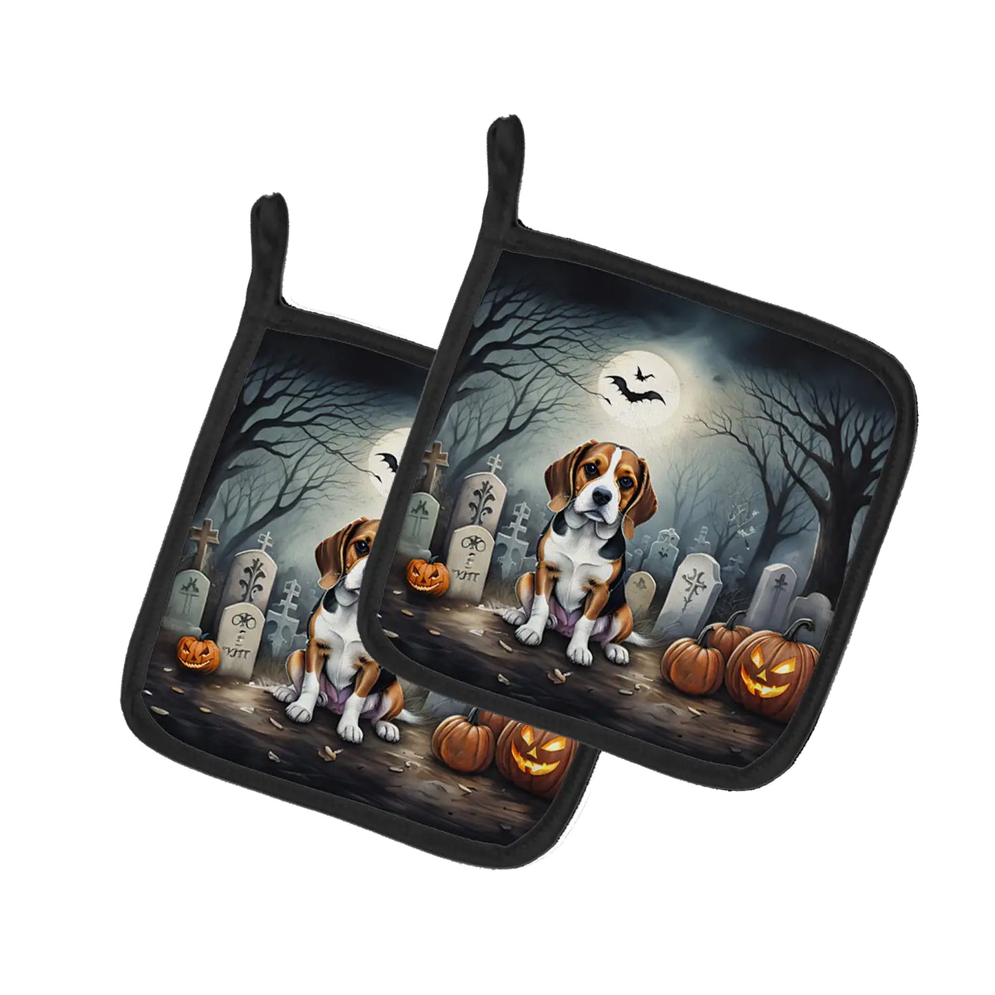 Beagle Spooky Halloween Pair of Pot Holders