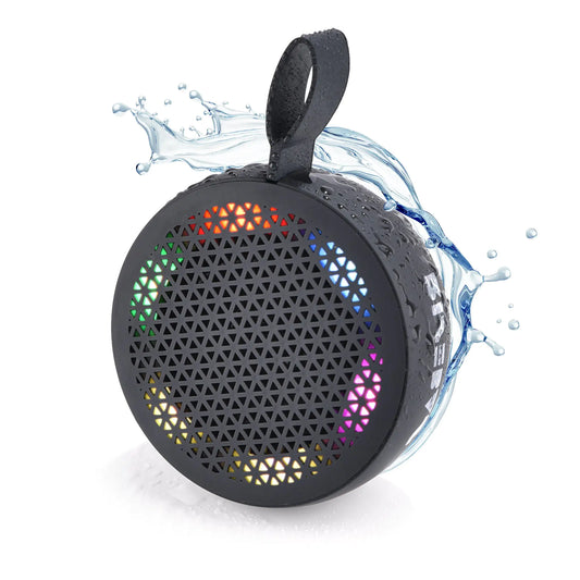 RISEBASS Water Resistant Bluetooth Speaker, Handsfree Portable Speakerphone Control Buttons with LED Light, True Wireless Stereo for Bathroom, Kitchen, Hiking, Kayak, Beach, Gifts