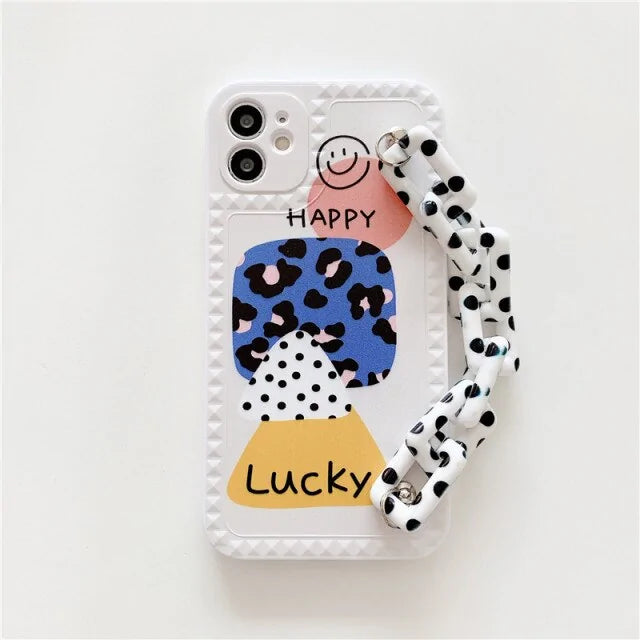 Leopard Print Letter Bracelet Case For Iphones