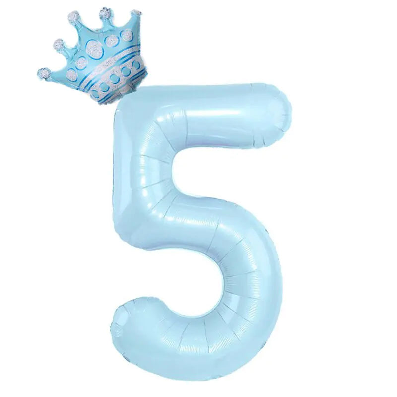 32inch Pastel Foil Number Balloon with Crown