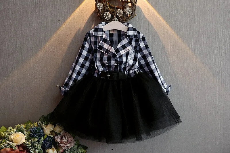 Kid Checked Lace Dress