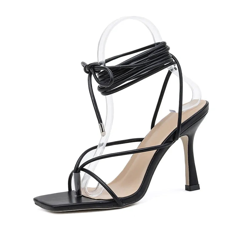 Square Toe High Heel Cross Strap