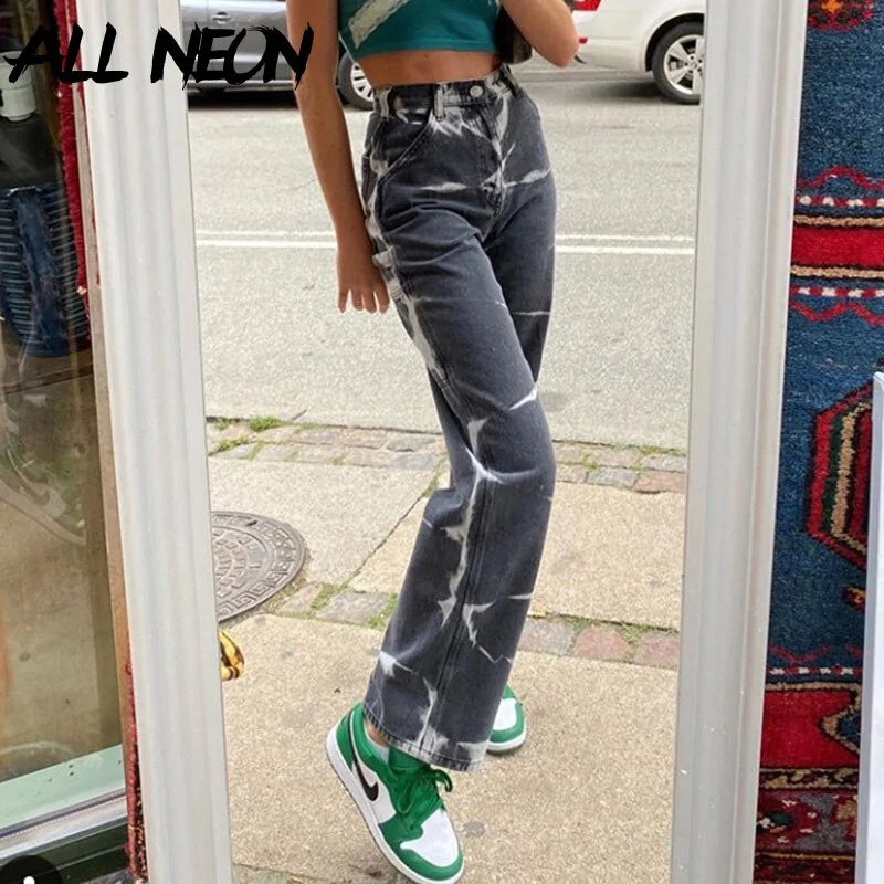 ALL Neon Tie Dye High Waist Jeans: