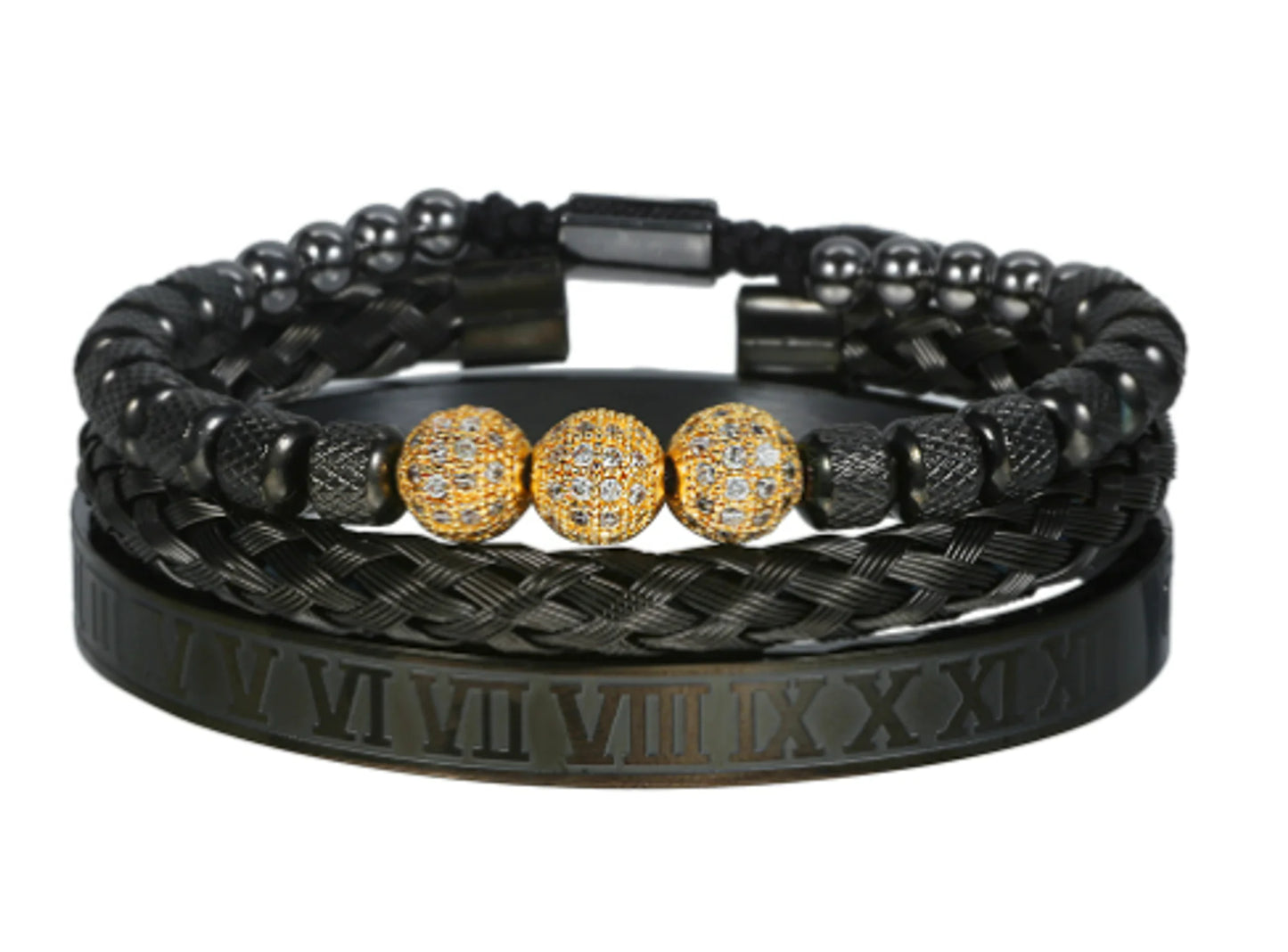 Luxury Micro Pave CZ Round Beads Men Bracelets