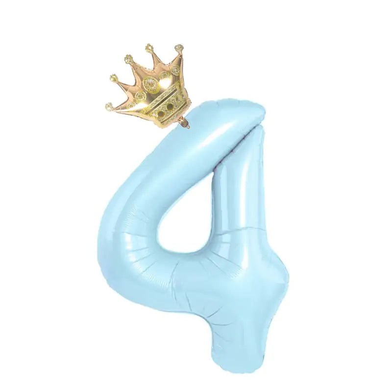 32inch Pastel Foil Number Balloon with Crown