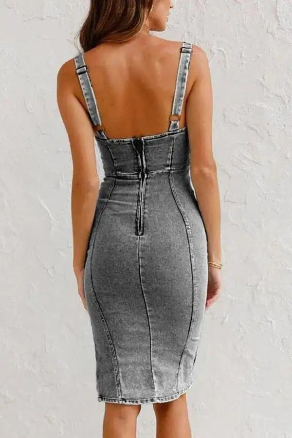 Ladies Zipper Denim Dress