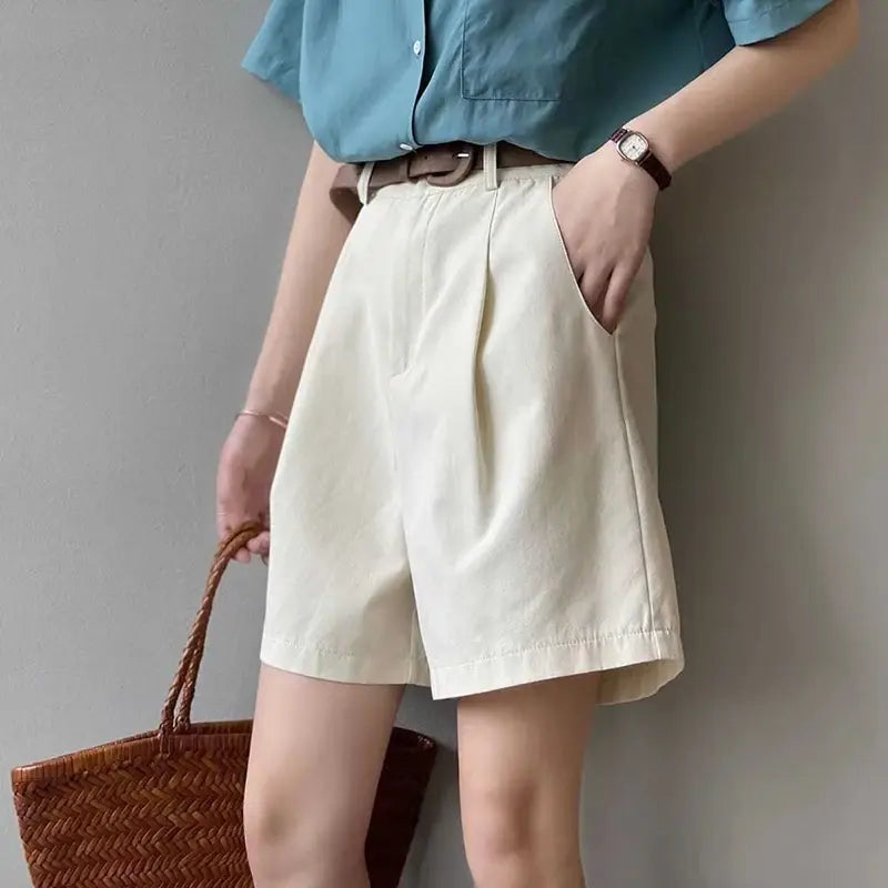 Pure Cotton Shorts High Waist