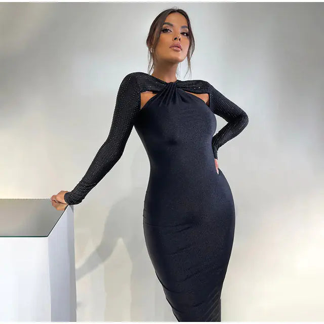 Hollow Out Long Sleeves Bodycon Dress