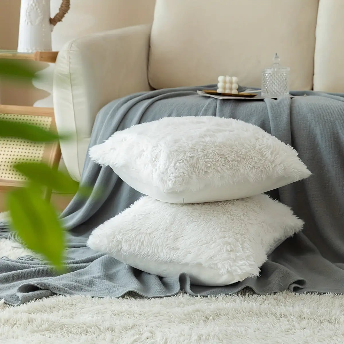 Soft Faux Fur Throw Pillow Covers