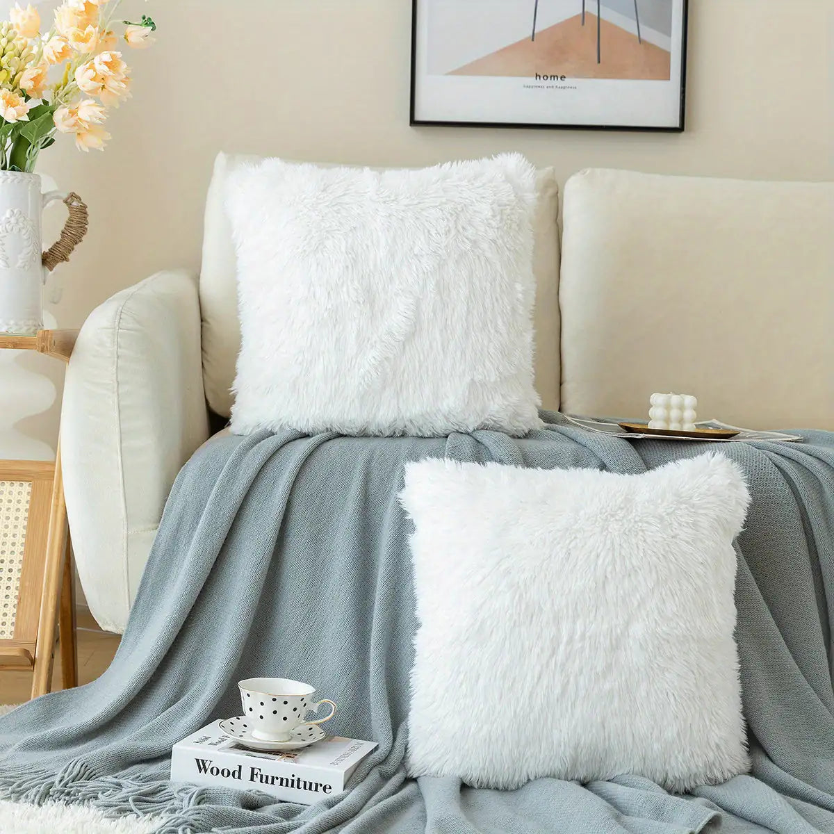 Soft Faux Fur Throw Pillow Covers