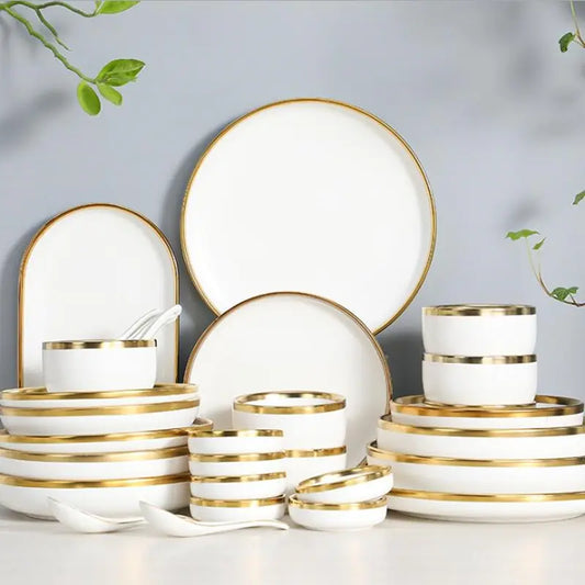 High-quality Matte Gilt Rim White Porcelain