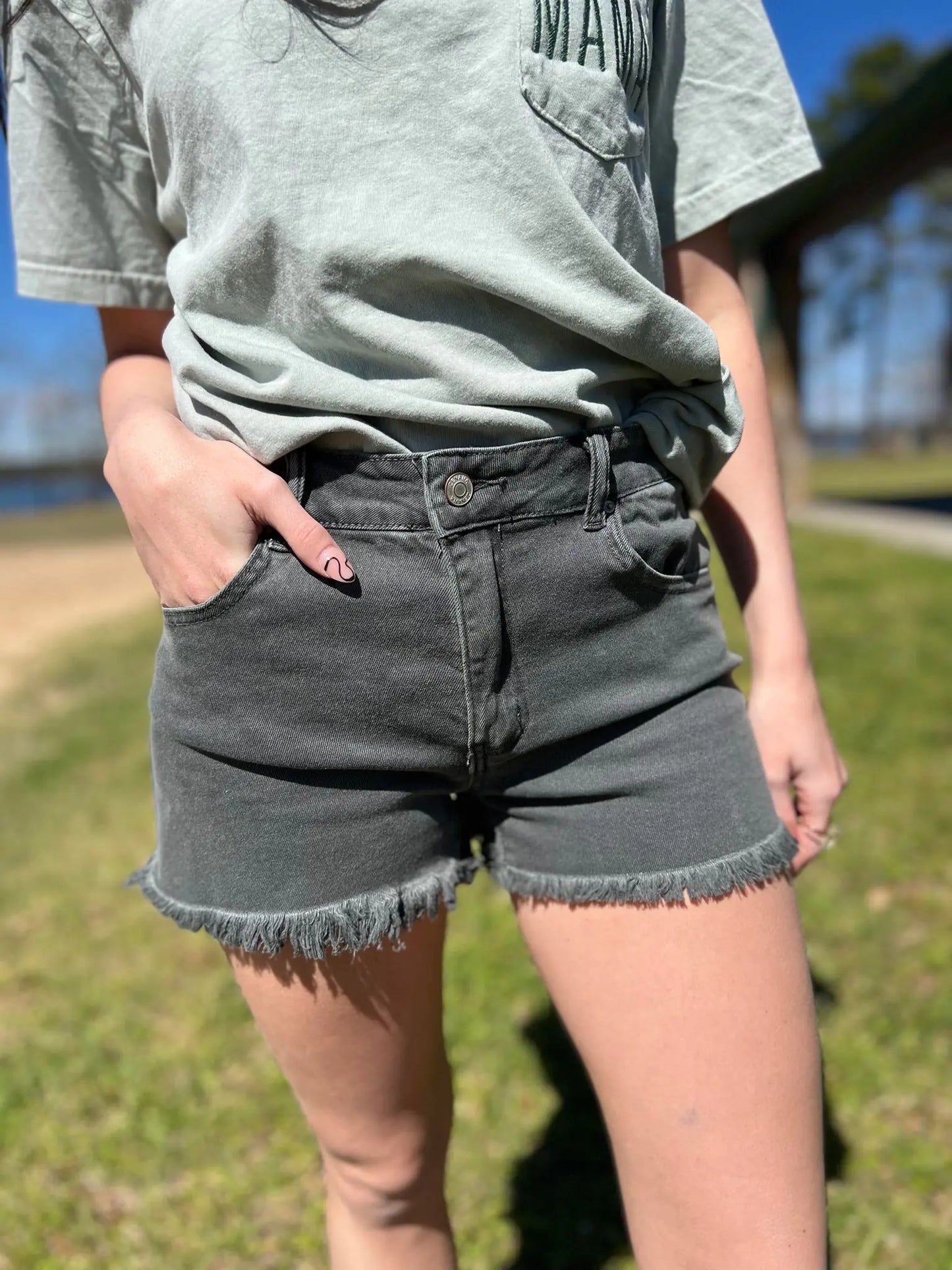 La Miel Acid Washed Frayed Cutoff Shorts