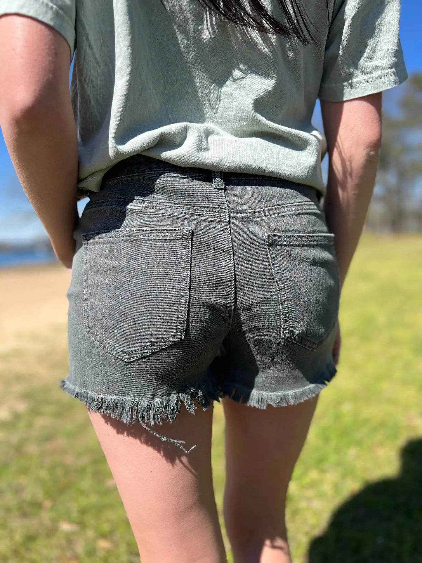 La Miel Acid Washed Frayed Cutoff Shorts