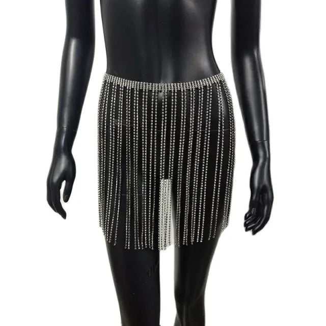 Glitter Long Tassel Mini Skirts