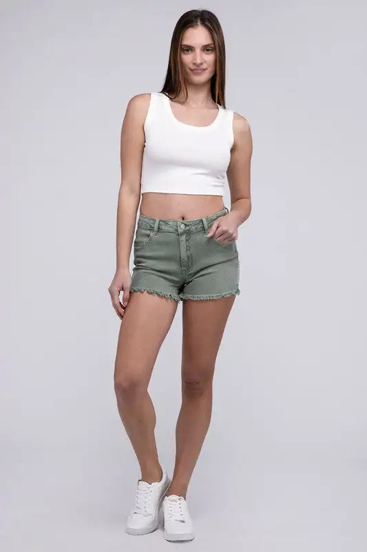 La Miel Acid Washed Frayed Cutoff Shorts