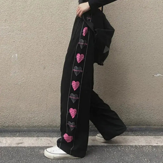 Women Wide Leg Hearts Pants