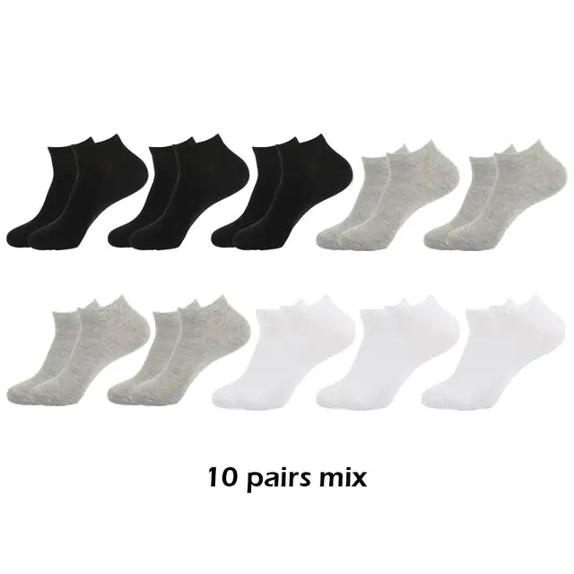 10 Pairs Men's Breathable Ankle Socks Cotton