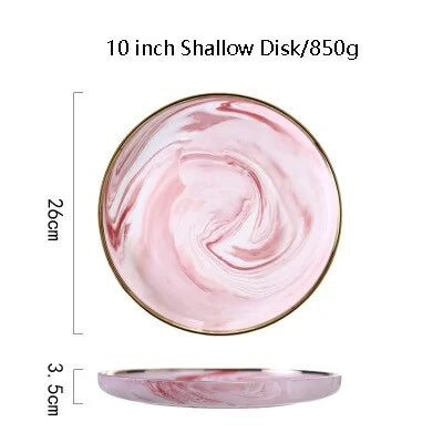 Pink Marbel Dinnerware Dinner Plates