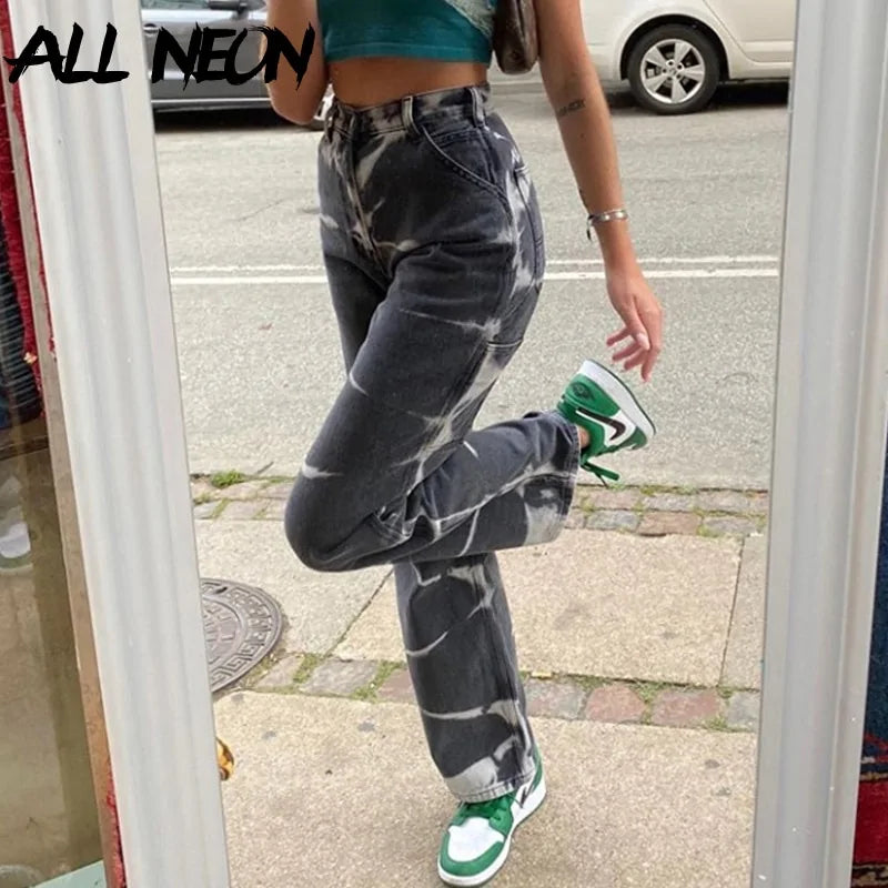 ALL Neon Tie Dye High Waist Jeans: