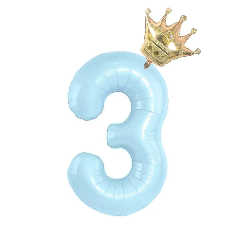 32inch Pastel Foil Number Balloon with Crown