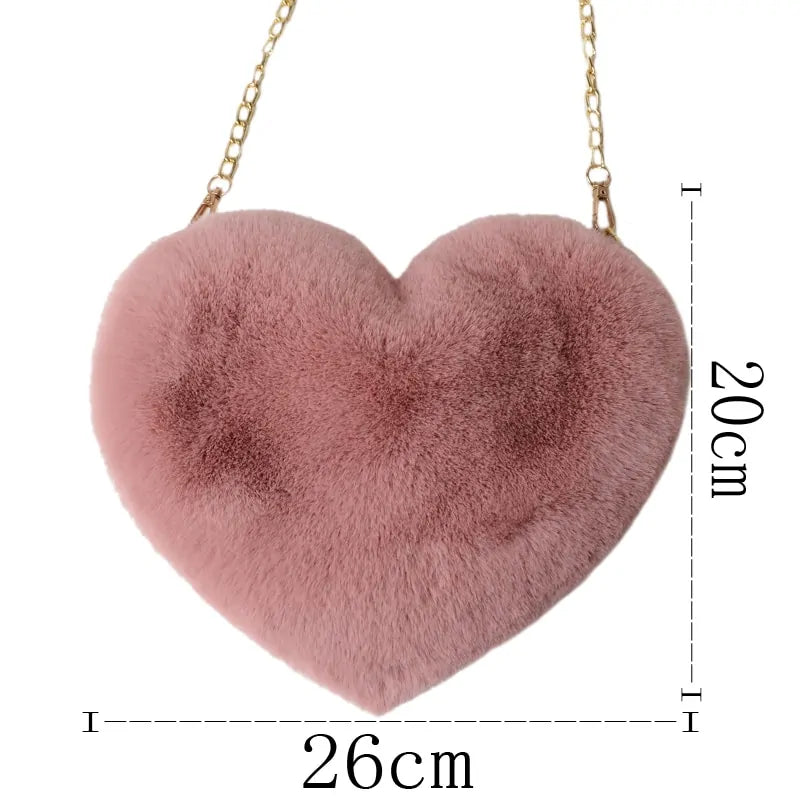 Women's Heart Shaped Faux Fur Crossbody bag