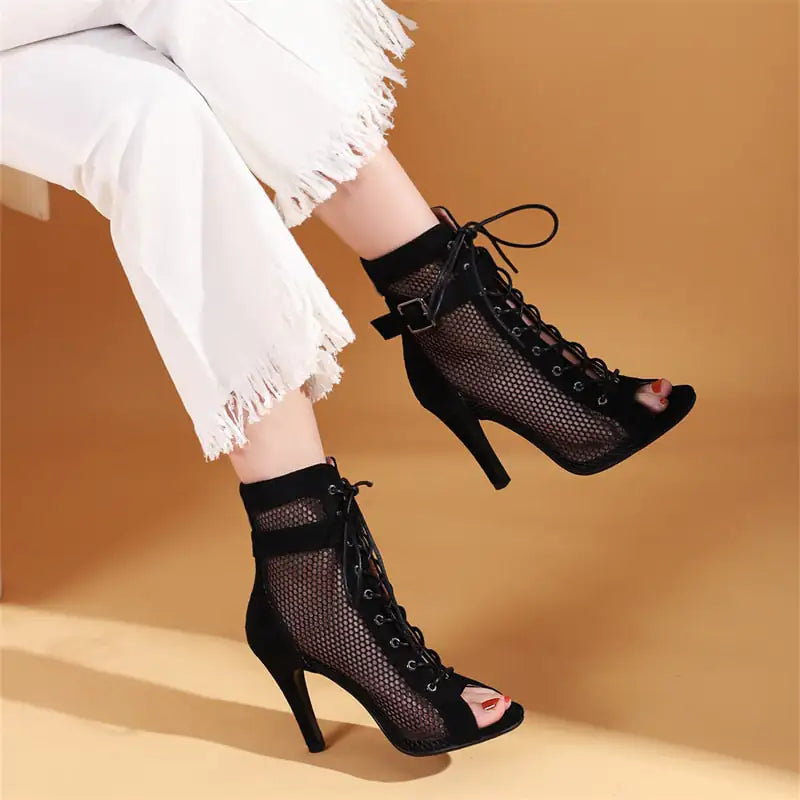 Peep Toe Gladiator Ankle Boots