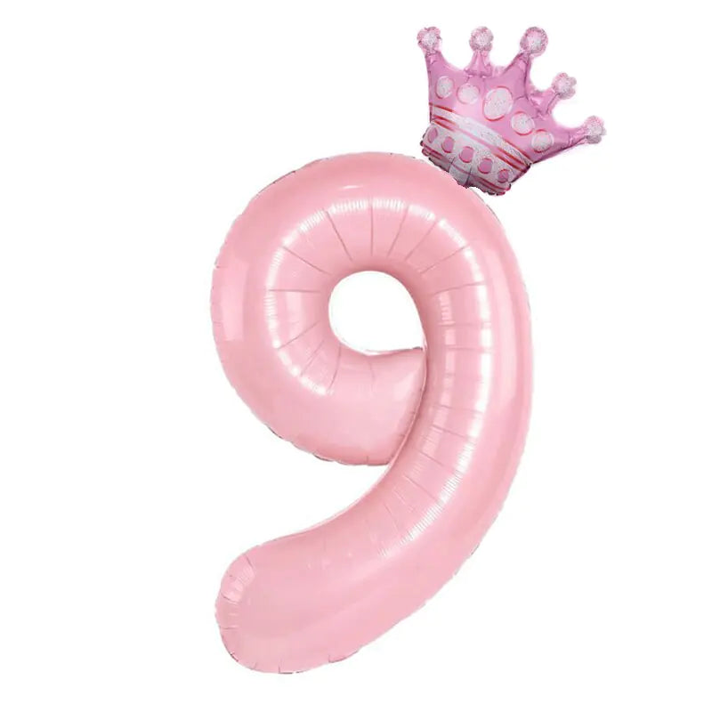 32inch Pastel Foil Number Balloon with Crown