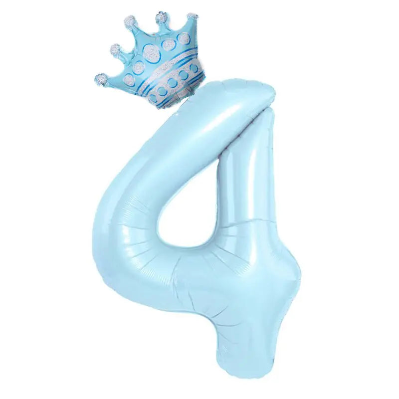 32inch Pastel Foil Number Balloon with Crown