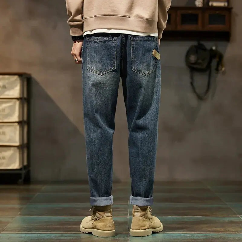 Denim Trousers Fleece Loose Fit Winter Jeans For Men