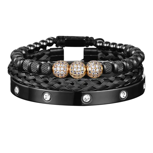 Luxury Micro Pave CZ Round Beads Men Bracelets