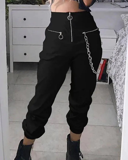 Casual Harem Pants With Chain