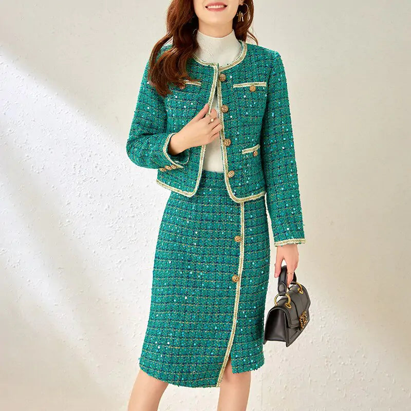 Elegant Runway Winter Tweed Set