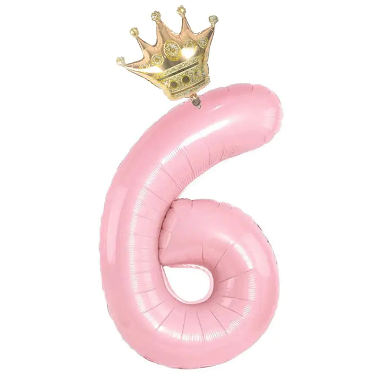 32inch Pastel Foil Number Balloon with Crown