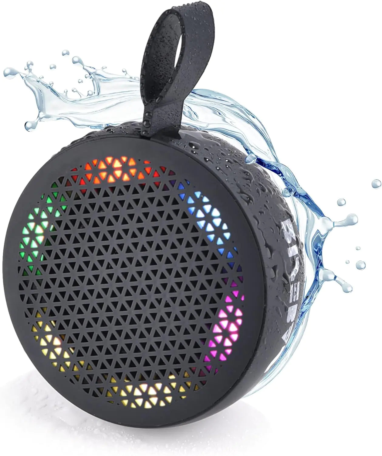 RISEBASS Water Resistant Bluetooth Speaker, Handsfree Portable Speakerphone Control Buttons with LED Light, True Wireless Stereo for Bathroom, Kitchen, Hiking, Kayak, Beach, Gifts