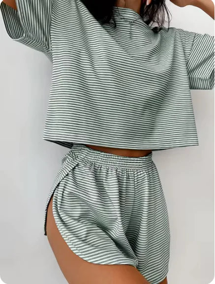 Striped Cotton Pyjama Set for Women