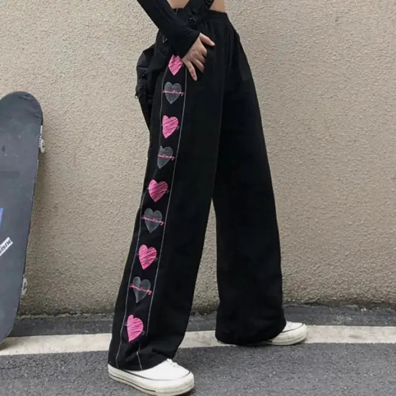 Women Wide Leg Hearts Pants