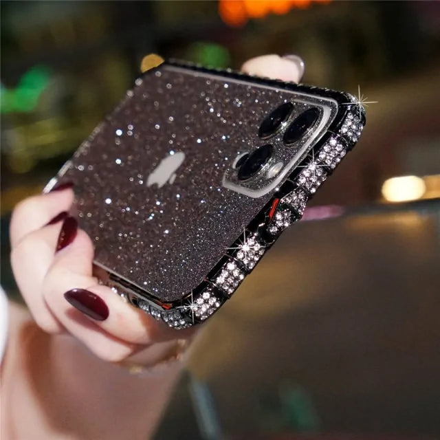 Rhinestone Metal Bumper Phone Cover For iPhone