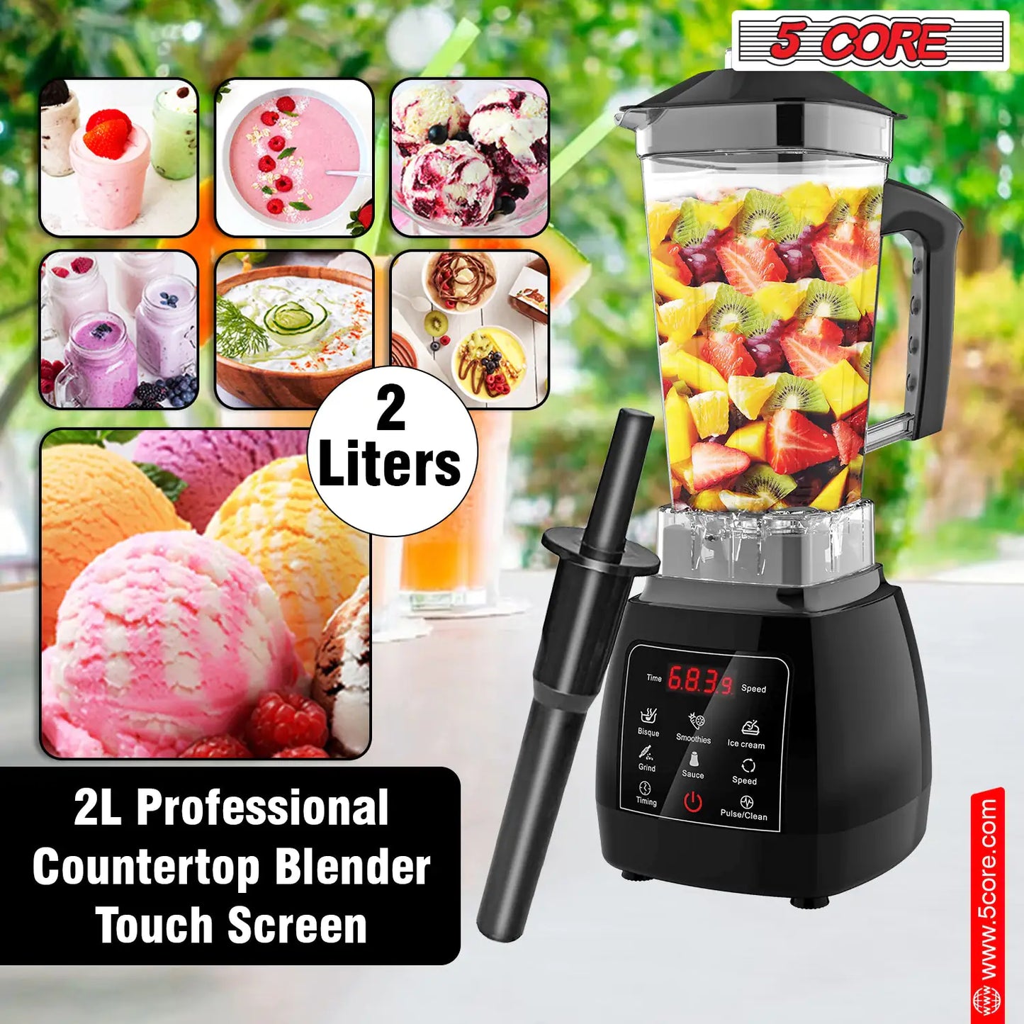 5Core Juicer Blender Machines 2000W Countertop Kitchen Smoothie Maker w 68oz Jar