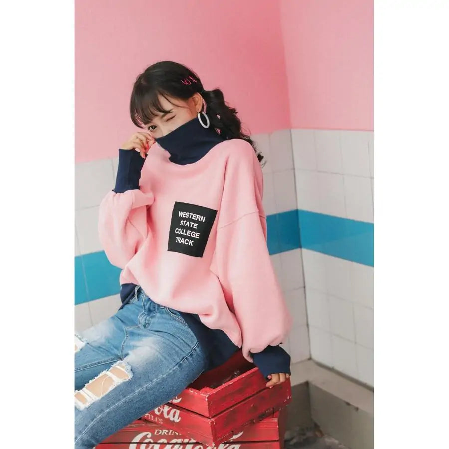 Pink Oversized Winter Sweatshirt