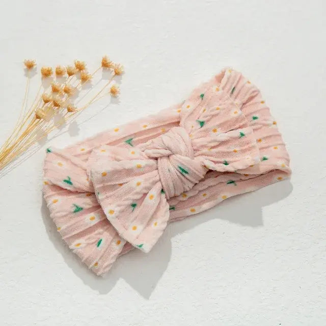 Print Nylon Baby Girl Headband Bow Topknot