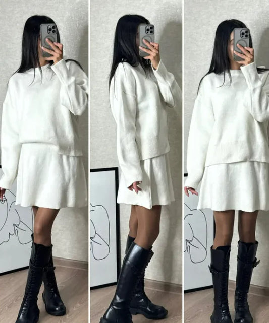 2 Pieces Knit Sweater Skirt Sets