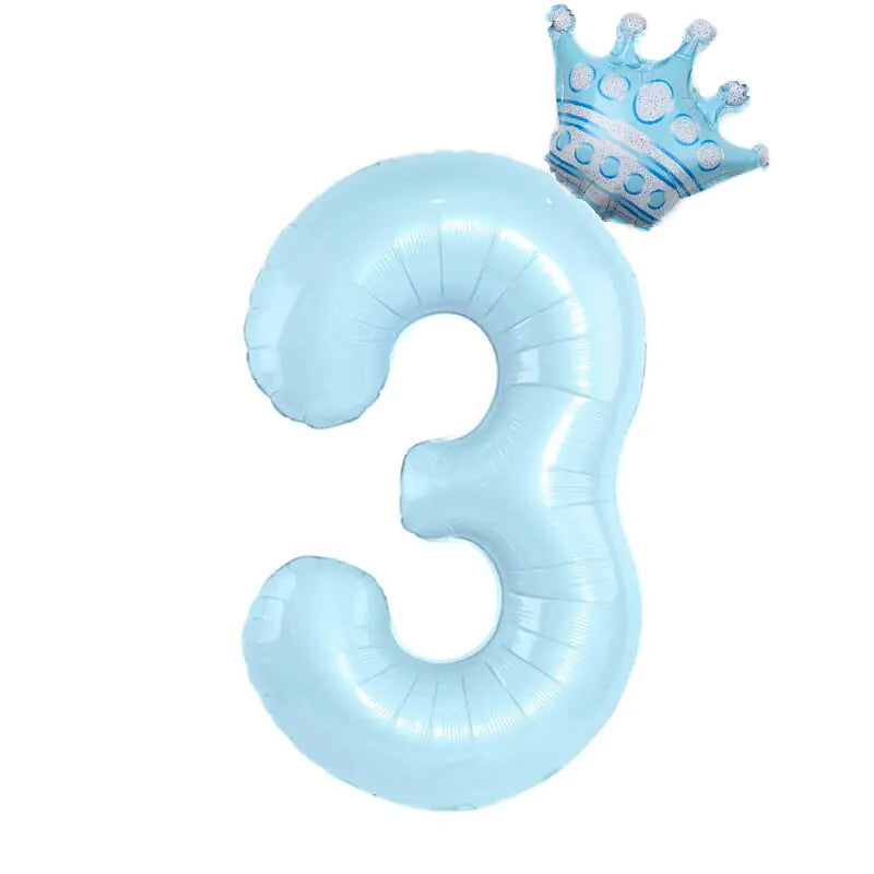 32inch Pastel Foil Number Balloon with Crown