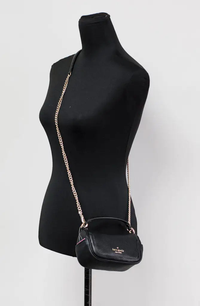 Kate Spade Smoosh Micro Black Leather Top Handle Crossbody