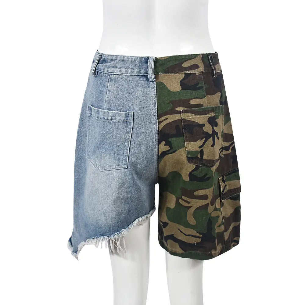 Patchwork Denim Shorts