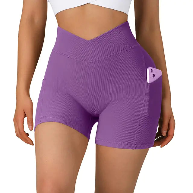 Sports Women High Waist Workout Seamless Fitness Yoga Shorts