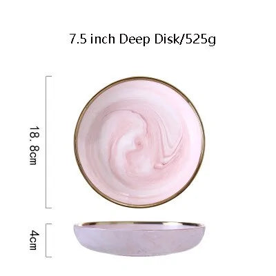 Pink Marbel Dinnerware Dinner Plates