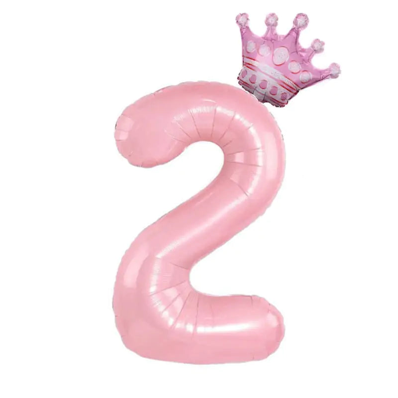 32inch Pastel Foil Number Balloon with Crown