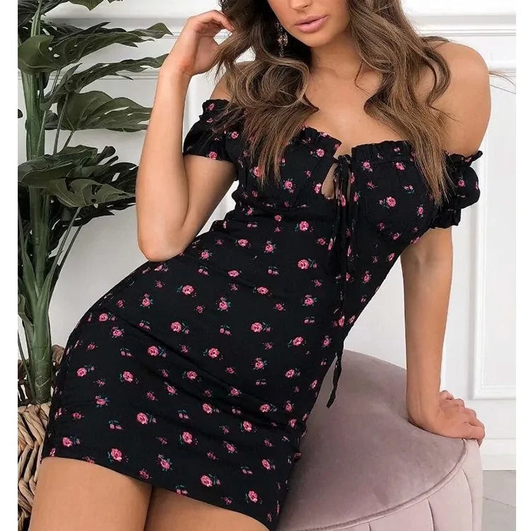 Floral Wrap Off Shoulder Dress